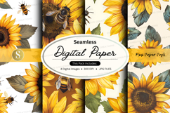 Seamless sunflower digital paper pack background texture Product Image 1