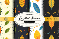 Seamless digital paper pack with autumn leaves patterns Product Image 1