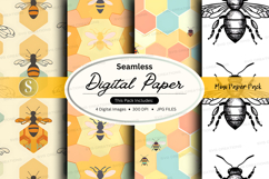 Seamless digital paper with honeybee pattern background Product Image 1
