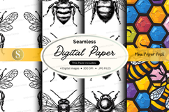 Seamless bee honeycomb digital paper pattern background Product Image 1
