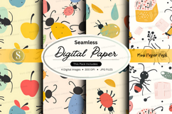 Seamless digital paper pack with bugs and fruits pattern Product Image 1