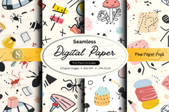 Seamless digital paper pack with cute doodle elements Product Image 1