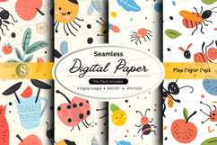 Seamless bug digital paper pack colorful vector background Product Image 1