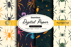 Halloween seamless digital paper pack with spiders and cobwe Product Image 1