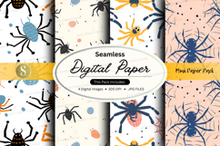 Halloween seamless digital paper pack with spiders and cobwe Product Image 1