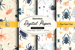 Halloween seamless digital paper pack with spiders and cobwe Product Image 1