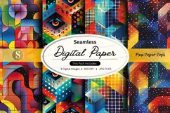 Seamless digital paper pack colorful abstract backgrounds te Product Image 1