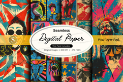 Seamless digital paper textures retro pop art collage Product Image 1