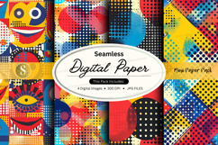 Seamless digital paper pack colorful geometric patterns back Product Image 1