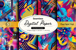Seamless digital paper textures with vibrant guitar patterns Product Image 1