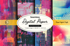Seamless digital paper pack with vibrant city patterns Product Image 1