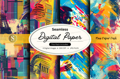 Seamless digital paper pack vibrant colorful patterns backgr Product Image 1