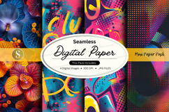 Seamless digital paper pack vibrant colorful patterns backgr Product Image 1