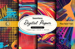 Seamless digital paper pack colorful abstract textures backg Product Image 1