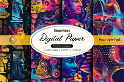 Seamless digital paper pack with vibrant abstract textures a Product Image 1