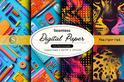Seamless digital paper pack with vibrant patterns and textur Product Image 1