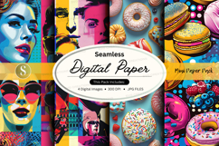 Seamless digital paper pack with donuts and pop art Product Image 1