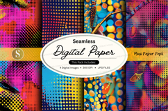 Seamless digital paper pack colorful abstract textures backg Product Image 1