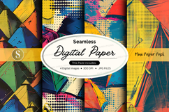 Seamless digital paper pack colorful geometric textures back Product Image 1