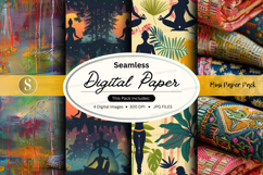 Seamless digital paper pack floral tropical textures backgro Product Image 1