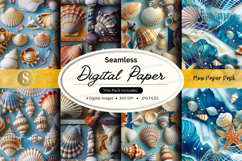 Seamless digital paper textures with shells and pearls backg Product Image 1
