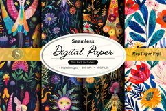 Seamless digital paper patterns floral vintage design backgr Product Image 1