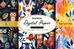 Seamless digital paper pack with animal patterns and waterco Product Image 1