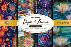 Seamless digital paper pack with floral and geometric patter Product Image 1