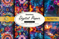 Seamless digital paper pack floral watercolor textures backg Product Image 1