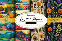 Seamless digital paper pack floral vintage colorful textures Product Image 1