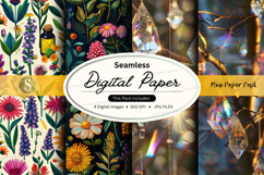 Seamless floral digital paper texture background with glitte Product Image 1