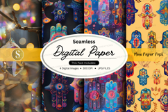 Seamless digital paper pack with cyberpunk patterns and neon Product Image 1