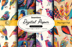 Seamless digital paper pack with colorful bird patterns Product Image 1