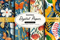 Seamless digital paper patterns floral butterfly textures Product Image 1