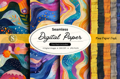 Seamless digital paper pack colorful abstract textures backg Product Image 1