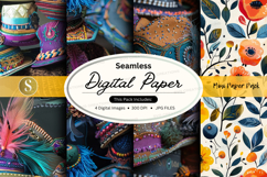 Seamless digital paper textures floral boho patterns Product Image 1