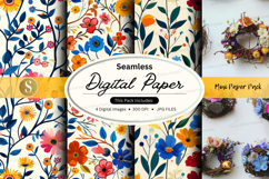 Seamless floral digital paper pack vintage design background Product Image 1