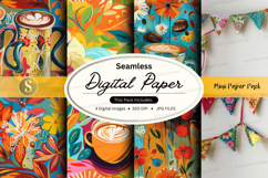Seamless digital paper pack with coffee and patterns Product Image 1