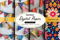 Seamless digital paper patterns colorful floral design backg Product Image 1