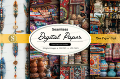 Seamless digital paper textures with ethnic patterns and gol Product Image 1