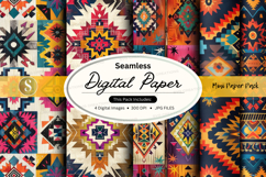 Seamless digital paper pack colorful geometric patterns back Product Image 1