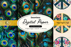 Seamless digital paper textures peacock pattern design Product Image 1