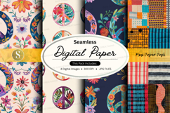 Seamless digital paper patterns collection pack floral boho Product Image 1