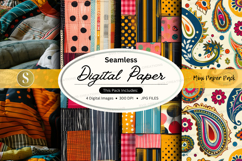 Seamless digital paper pack with vibrant patterns and textur Product Image 1