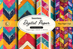 Seamless digital paper pack colorful geometric patterns back Product Image 1