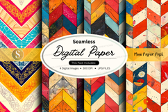 Seamless digital paper pack colorful geometric textures back Product Image 1