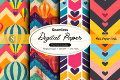 Seamless digital paper pack with geometric hearts and patter Product Image 1