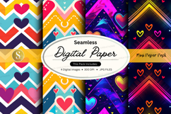 Seamless digital paper pack with hearts and geometric patter Product Image 1
