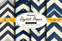 Seamless digital paper pack blue white geometric textures ba Product Image 1