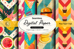 Seamless digital paper pack with dessert patterns and pastel Product Image 1